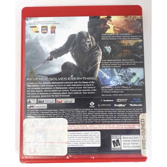 PS3 Dishonored Game of the Year Edition Playstation 3 Mature Stealth NO MANUAL - Picture 4 of 4